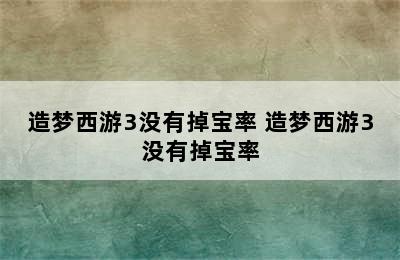 造梦西游3没有掉宝率 造梦西游3没有掉宝率